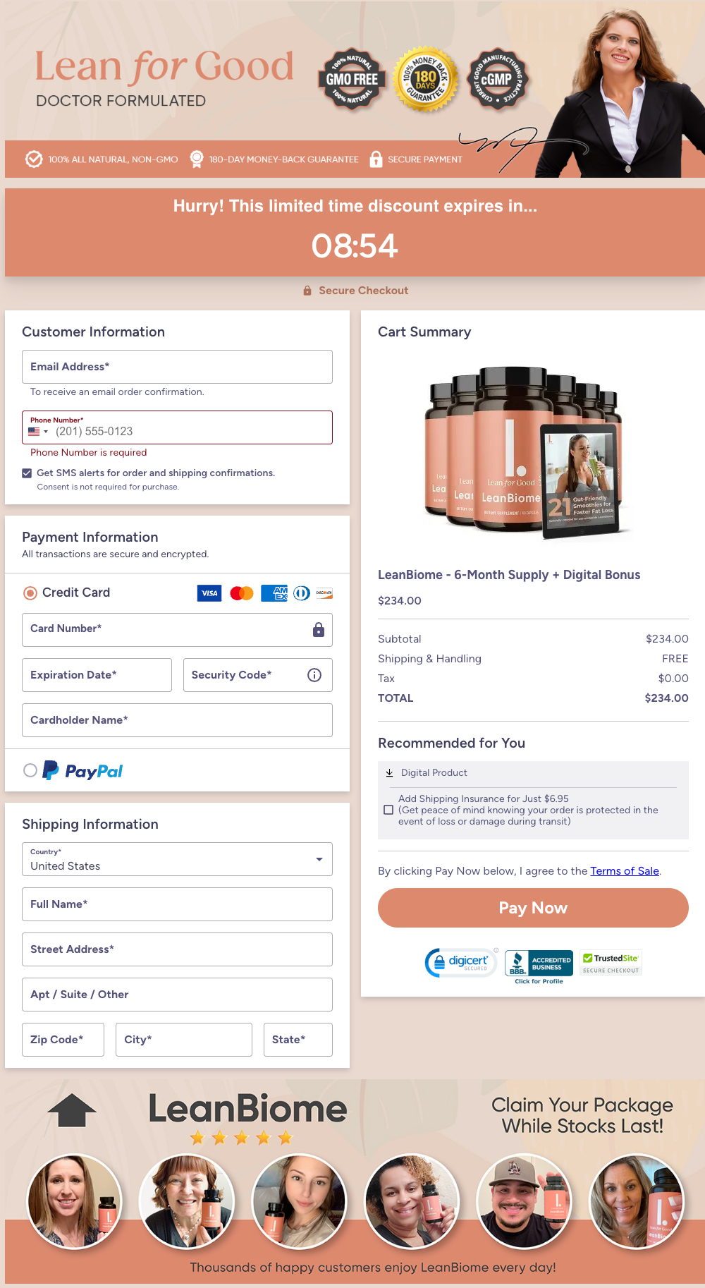 LeanBiome Official Website Secure Order Page